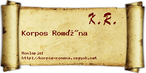 Korpos Romána névjegykártya