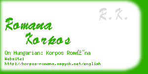 romana korpos business card